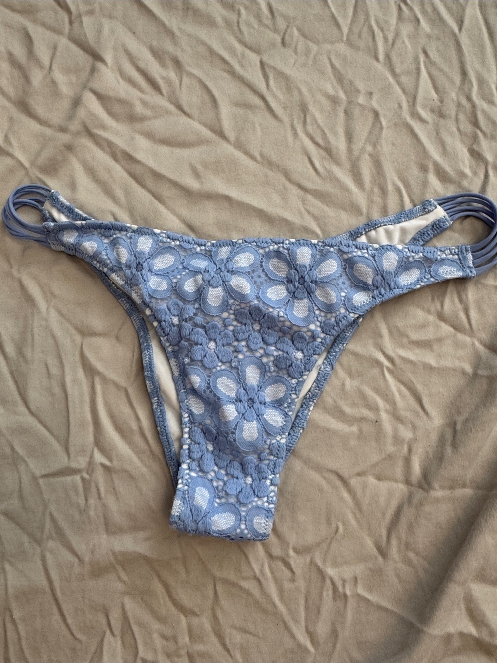 Blue Floral Lace Bikini Bottoms